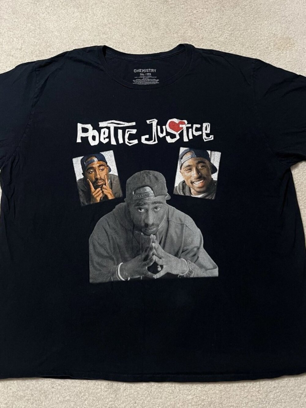 Chemistry Poetic Justice Tupac Shakur 2Pac Movie Hip Hop Black 3XL Shirt Men's